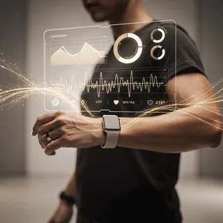 Illustration of wearable readings and health information brought together